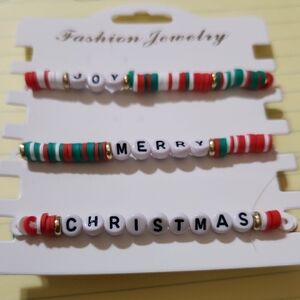 Festive Joy Merry Christmas Bracelet Set